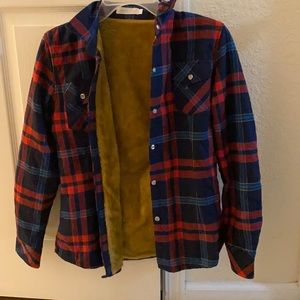 Plaid button down over shirt